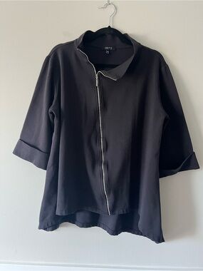Comfy USA Black Zip Front Jacket Top Oversized Boxy Made in USA Medium